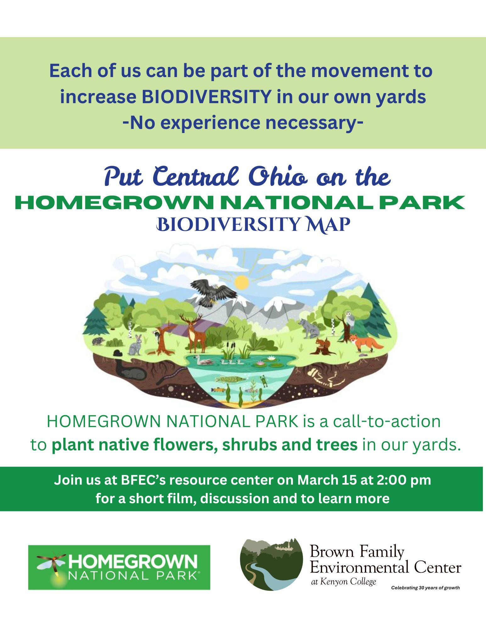 Homegrown National Park Biodiversity Map flyer.