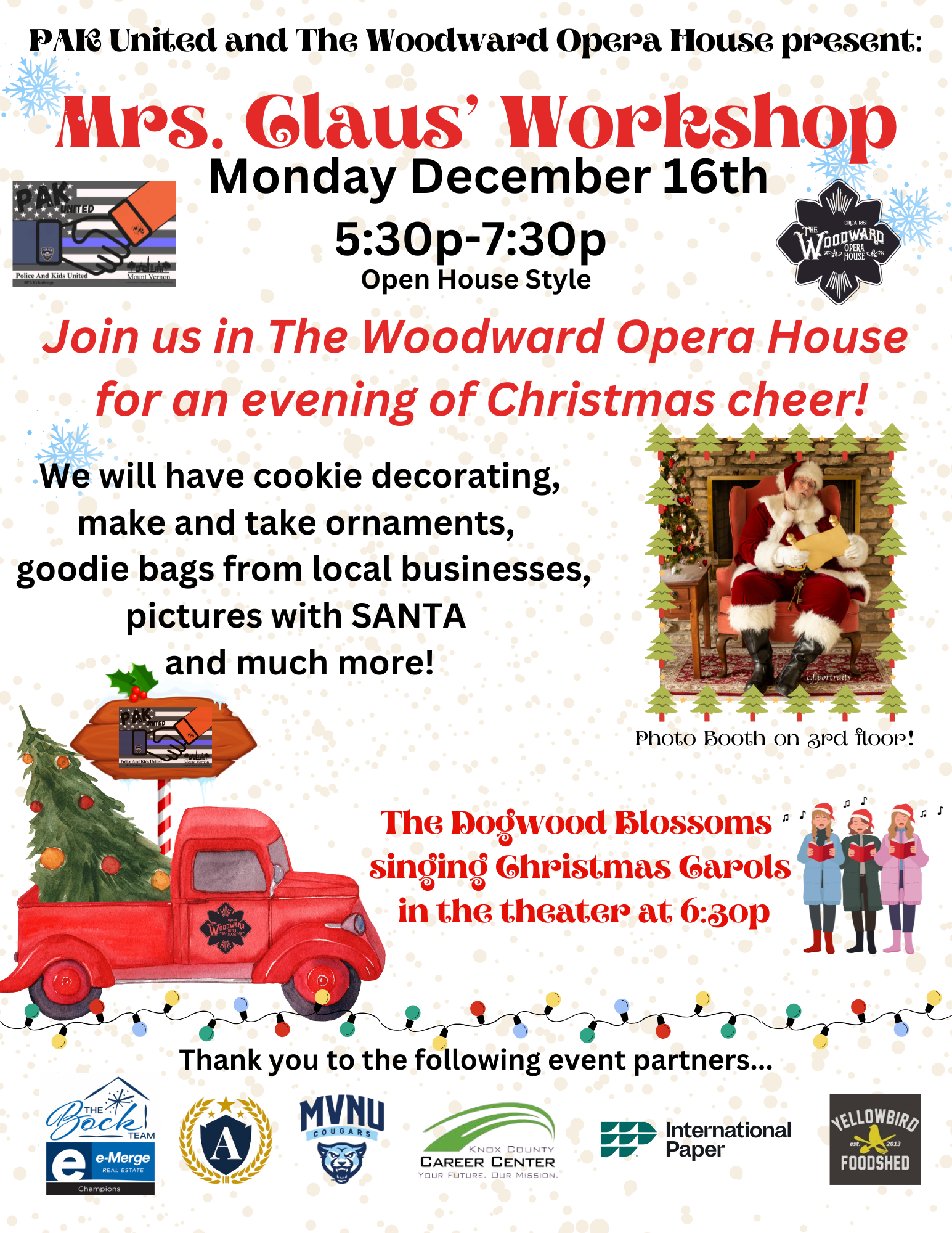 Mrs. Claus' Workshop Header flyer.