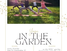 Yoga in the Garden BFEC flyer.